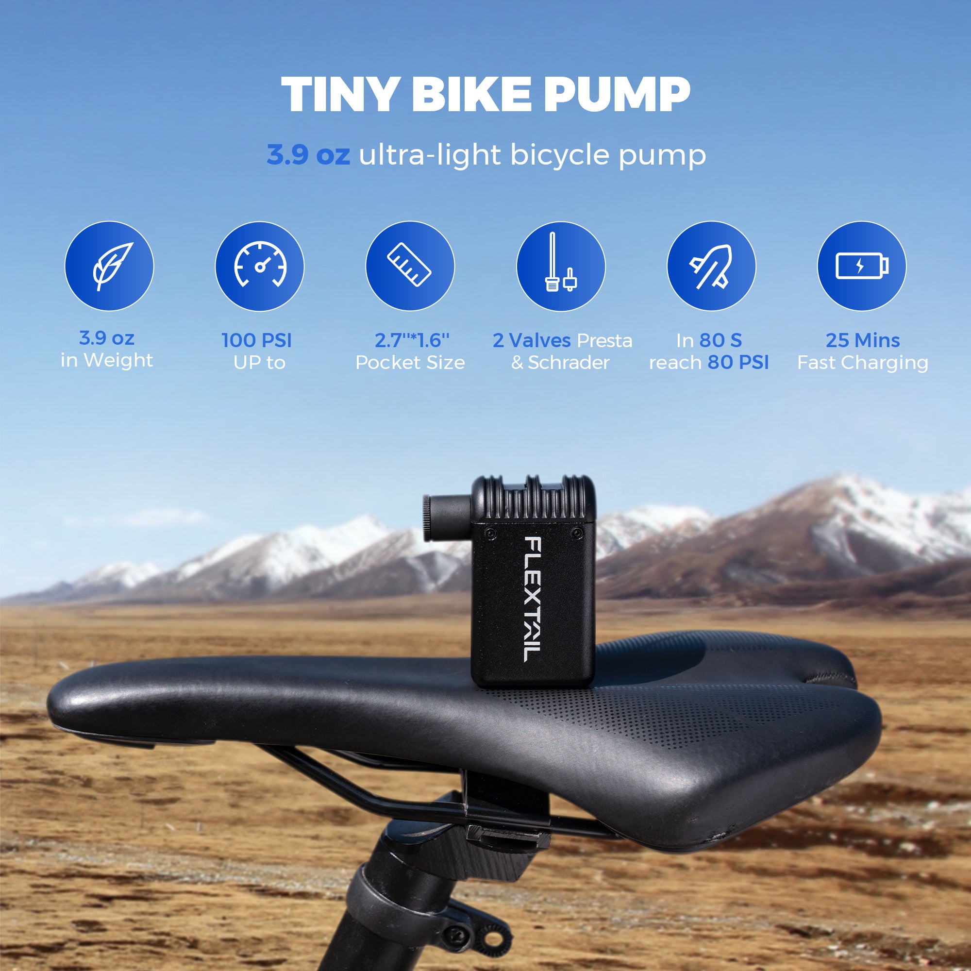 TINY BIKE PUMP - Pompe à vélo rechargeable ultra-mini 100PSI