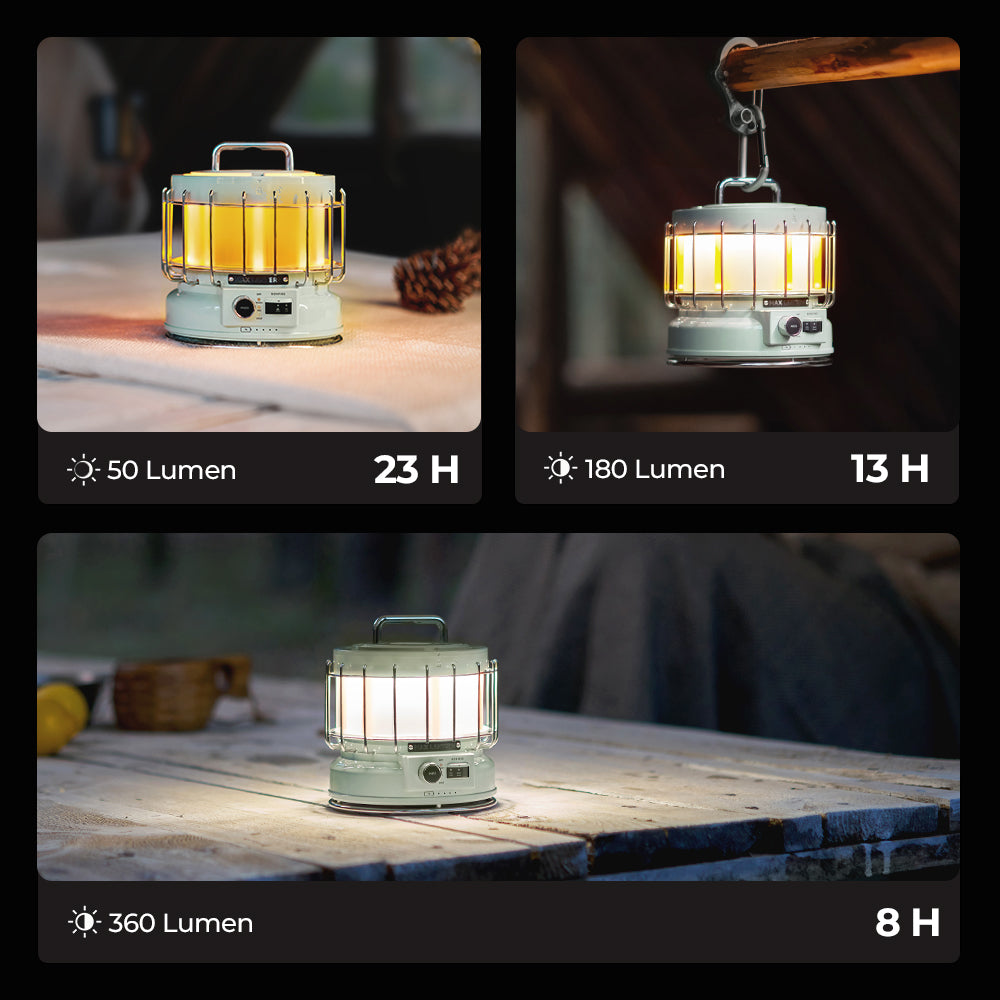 MAX LANTERN - Linterna vintage 3 en 1 con llama