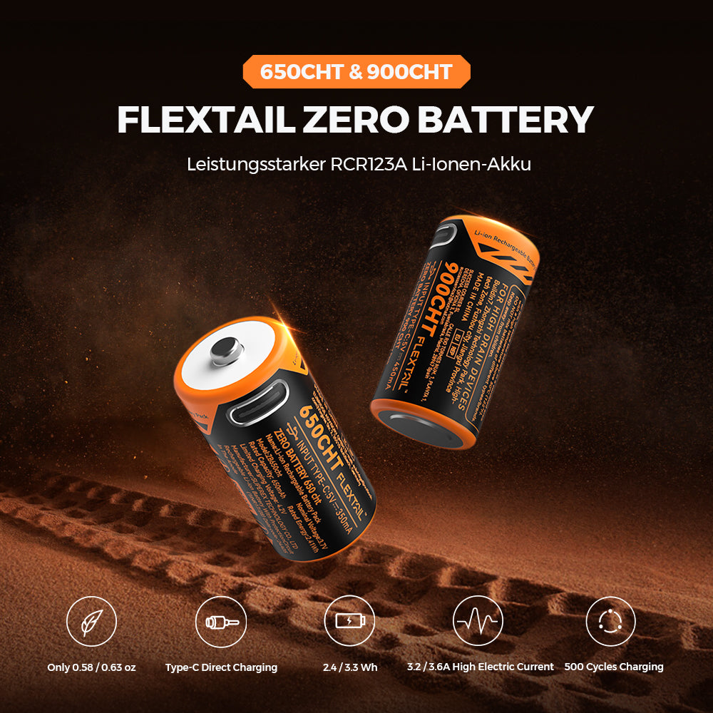 ZERO BATTERY  - High Performance RCR123A Li-ion Battery