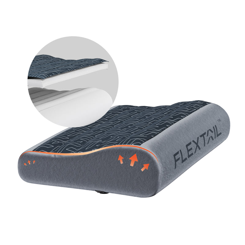 FLEXTAIL Zero Pillow-B Shape Inflatable Camping Air Pillow Grey (Thick Version)
